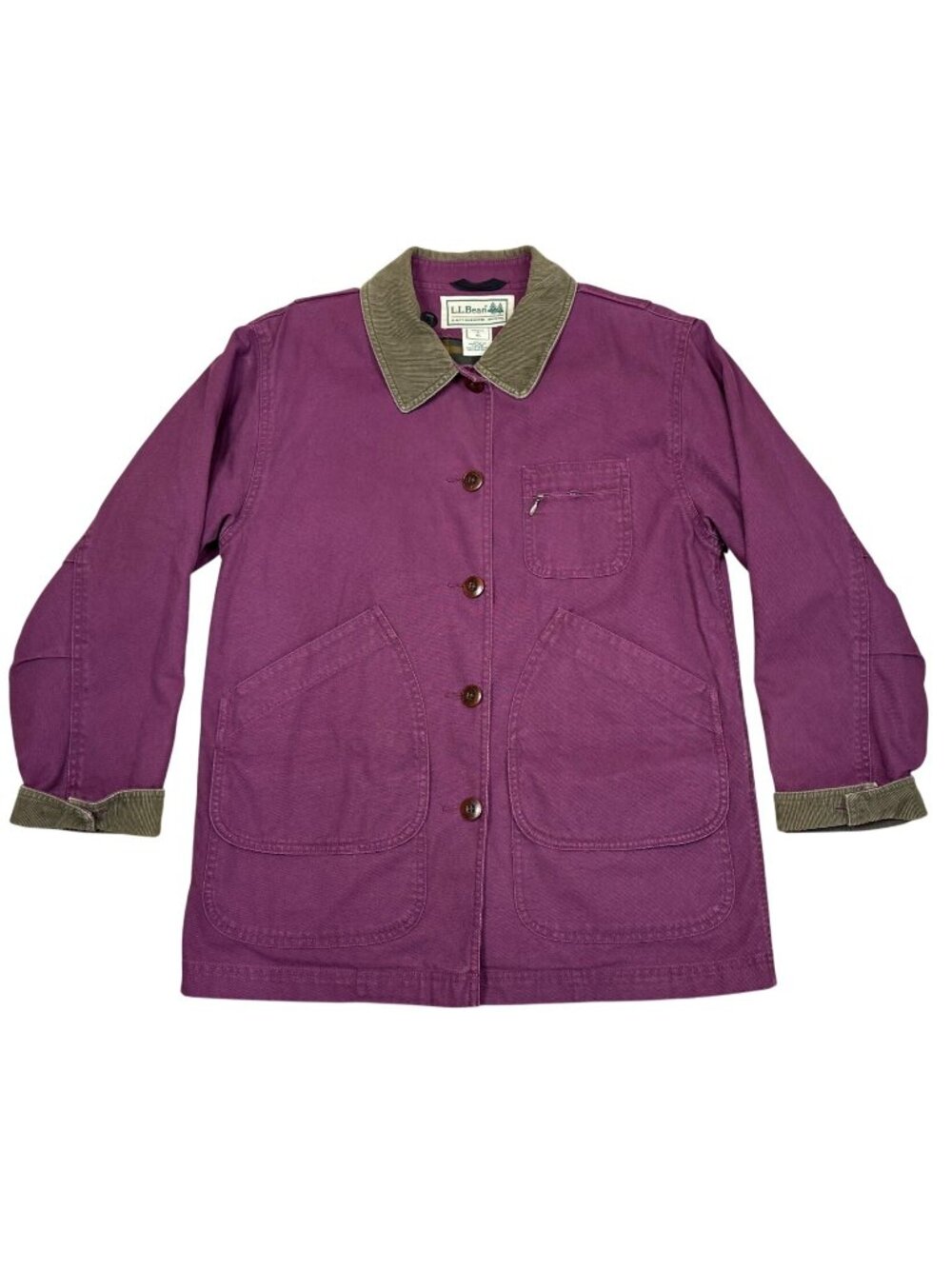 Vintage 90s L.L. Bean Womens Purple Plaid Lined Barn Field Canvas Chore Jacket S - Picture 3 of 11